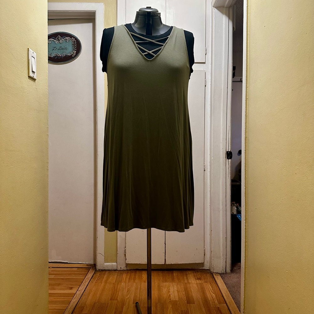 Olive Green Sleeveless Dress